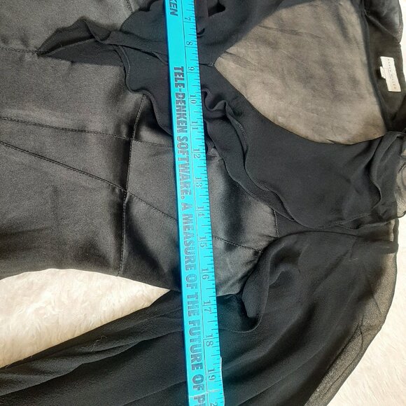 Karen Millen Women's Silk Blend Black Ruffle Neck Long Sleeves Blouse Top US 6 - Picture 4 of 9